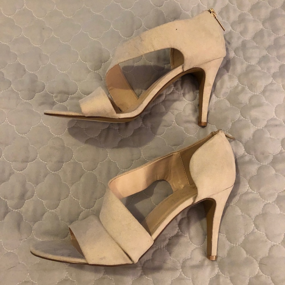 NY&Co cream suede strappy heels
